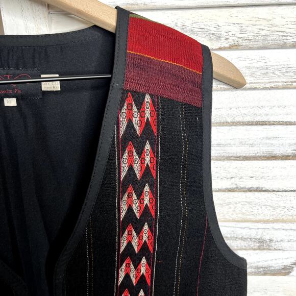 EARTH TONES SANTA FE VINTAGE Handmade M Bolivian Wool Embroidered Vest Western - Picture 9 of 13